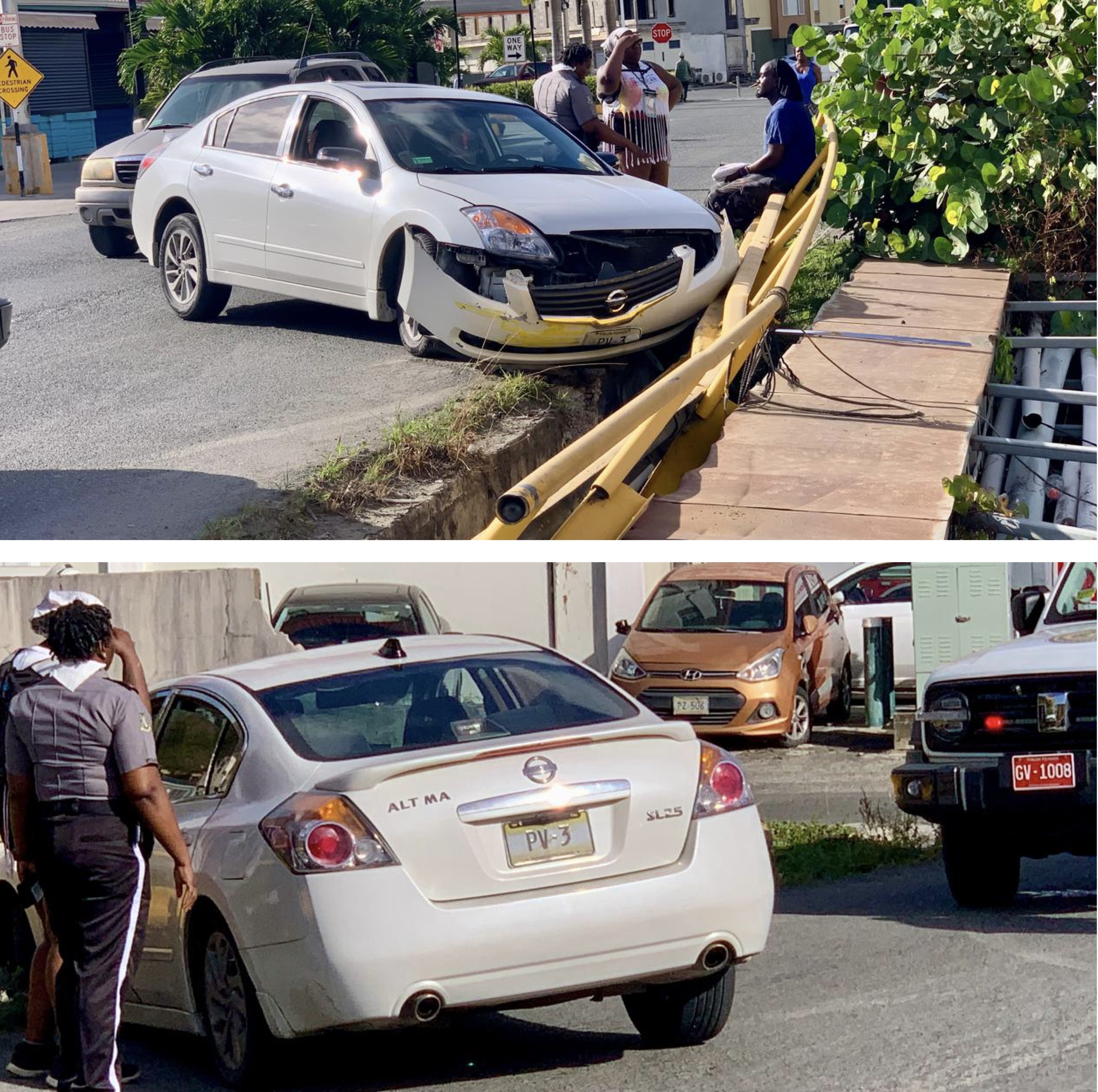 Car Crashes Into Guardrail
